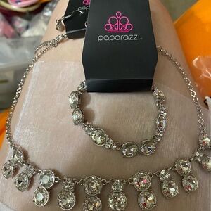 Paparazzi Silver Necklace and Bracelet Set